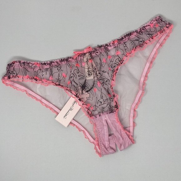 Agent Provocateur Bunnie Baby Pink Ouvert Brief AP4 Large NWT - Picture 4 of 7